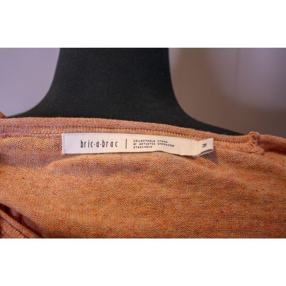 Bric A Brac Cotton Linen Top Peach Orange Short Sleeve Size M - Picture 3 of 3